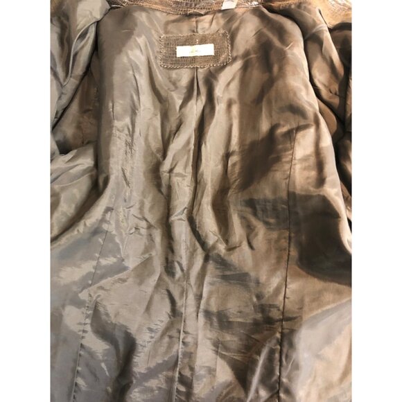 i.e Women's Size XL 100% Leather Jacket Brown Alligator Sporty Full Zip - Picture 10 of 10